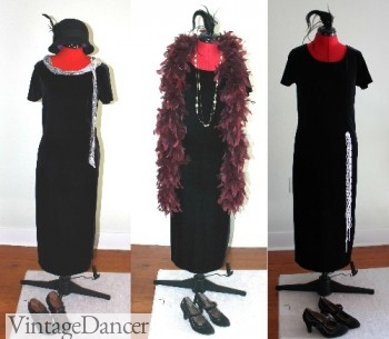 3 DIy 1920s costume variations using the same dress. See more DIY 1920s costumes at VintageDancer.com