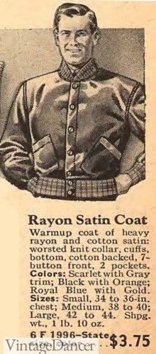 1940 men boys teen rayon satin jacket