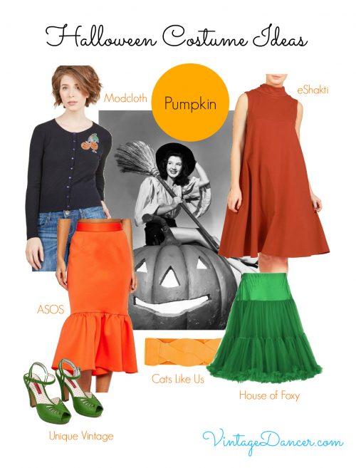 Vintage pumpkin Halloween costume/fashion idea. 