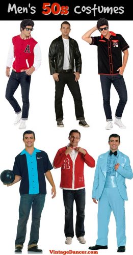 50s mens costumes idea: 1950s Halloween costumes grease greaser Rockabilly, bowler, nerd, Letterman, prom king