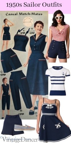 50s nautical outfits for summer vacation. Click to see more.