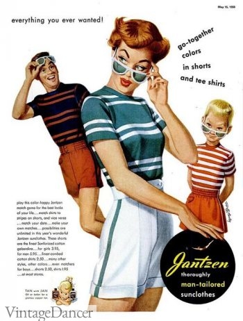 50s sunglasses advertisement with men and women at VintageDancer