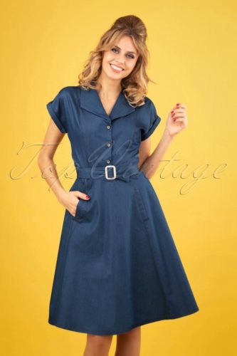 60s housewife dress in blue