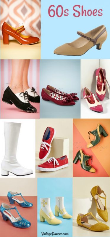 60s boots, shoes, heels, flats. 1960s shoes at vintagedancer.com