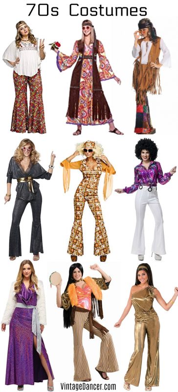 70s costumes Women's hippie disco Halloween party ideas at VintageDancer.com