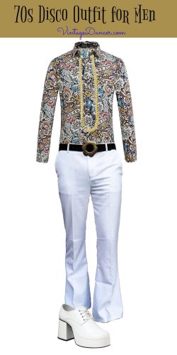 Men's disco outfit, clothing, fashion inspired by Saturday Night Fever