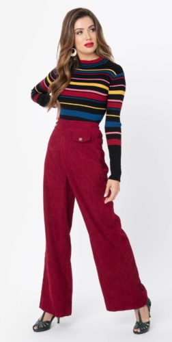 70s outfit idea high rise pants with striped top