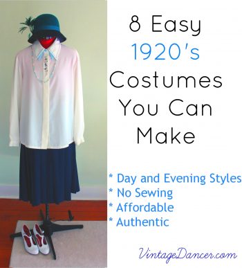 A simple pleated skirt, blouse and cloche hat makes an easy casual 1920s attire