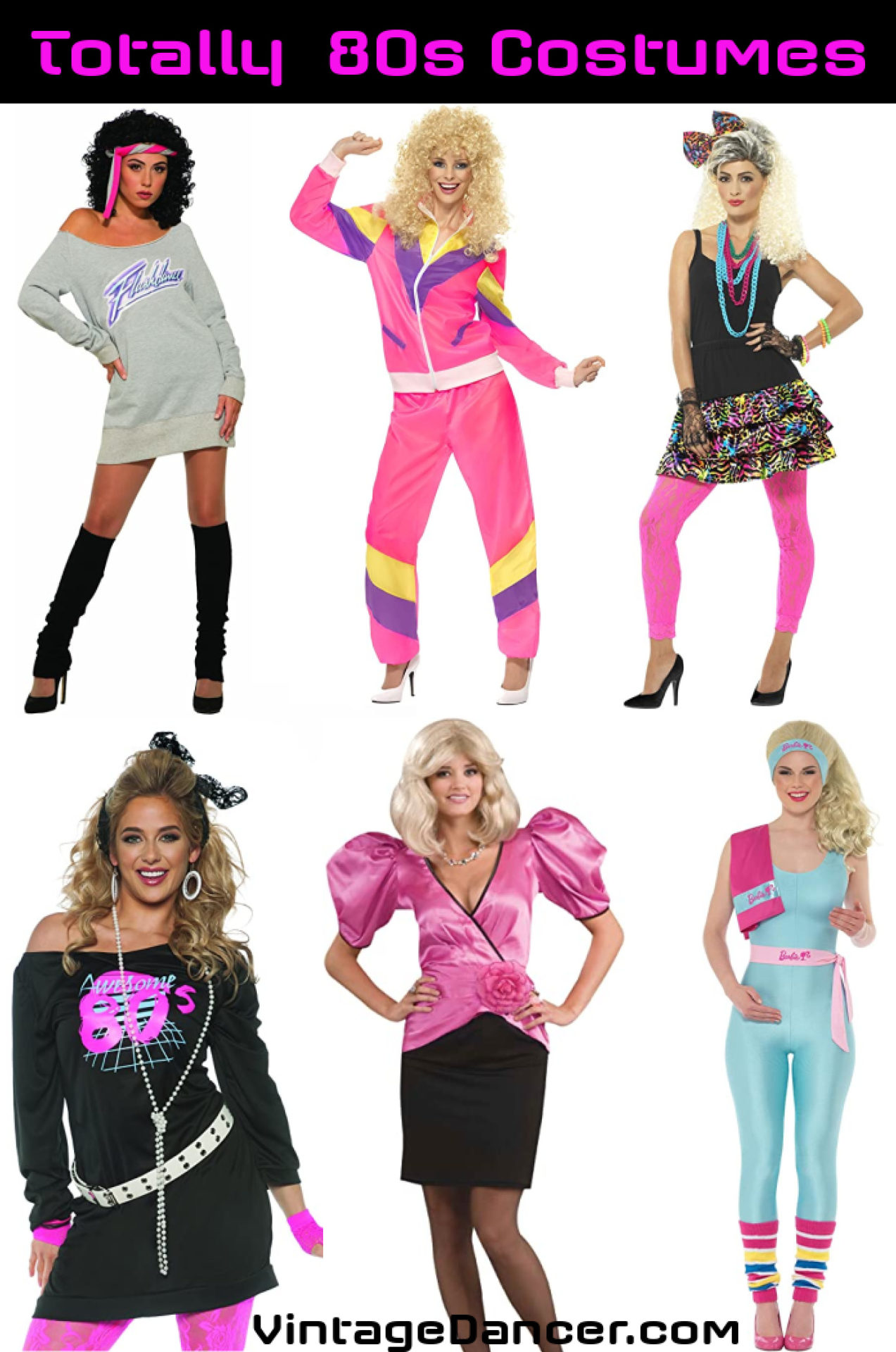 1980s Party Girl Kit Dancer Ladies Fancy Dress Neon Retro Funky Women's Costume 