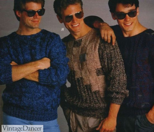 '80s textured men's sweaters and sunglasses at VintageDancer