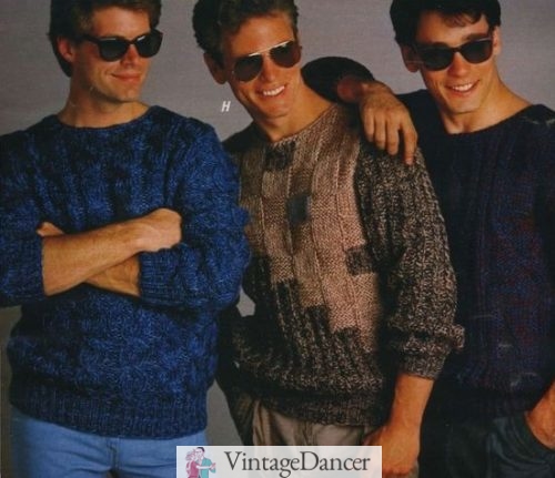 '80s textured men's sweaters and sunglasses at VintageDancer