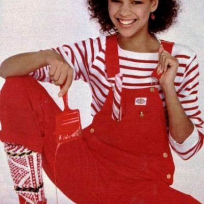 80s overalls red