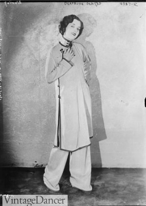 Actress Gertrude Olmstead, 1920s Asian pant set