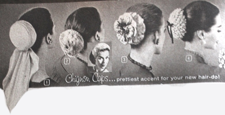 1957 Chignon caps hair accessories 1950s 