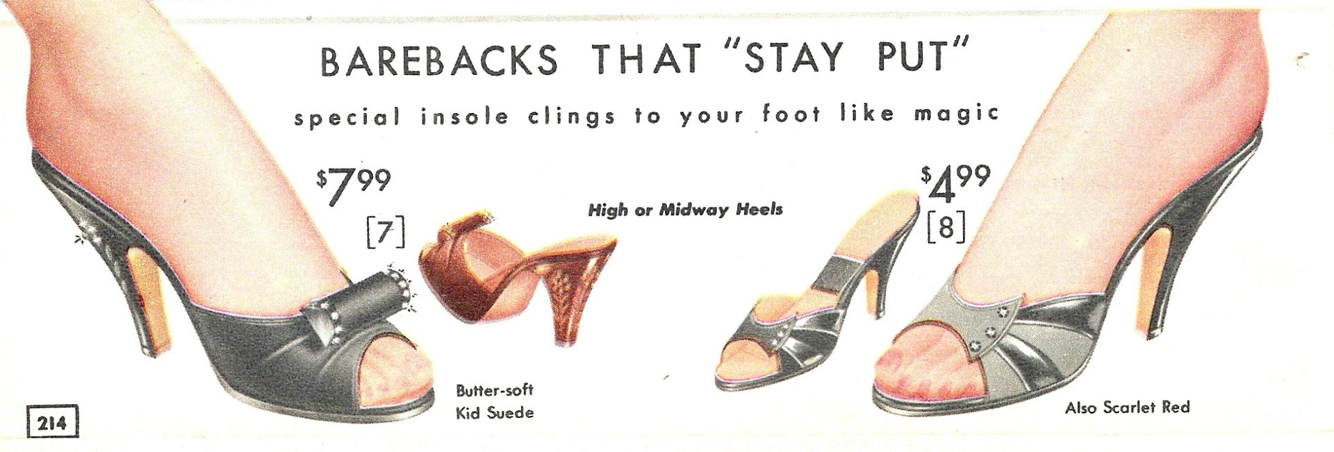 1950s Spring-o-lator mules shoes women slipon heels