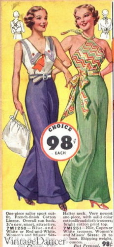 1930s halter neck beach pajama casual summer clothes women