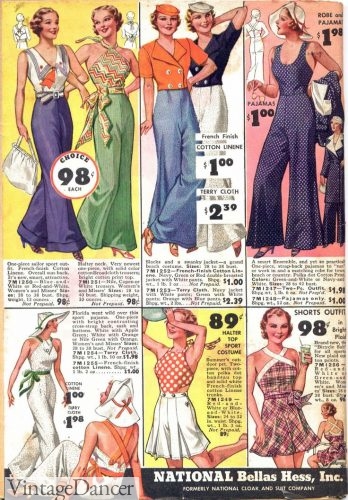 1934 beach pajamas and jumpsuits. Click to see more.