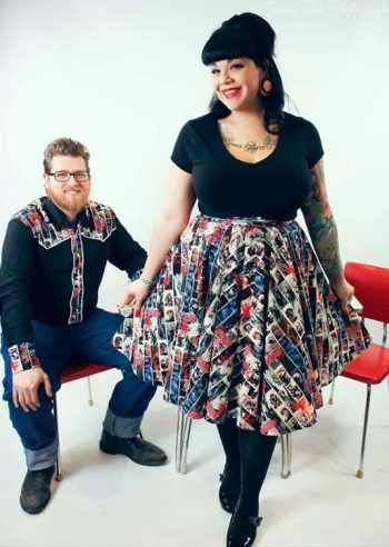 Rockabilly couple in matching outfits. LOVE