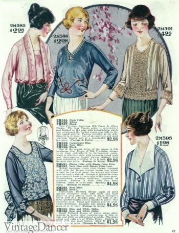 1921 house blouses advertisement from National Bellas Hess catalog at VintageDancer