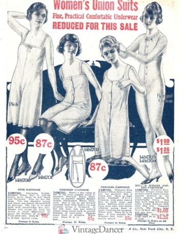 1921 union suits made of Nainsook- short and long winter knits