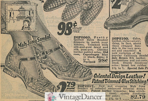 1924 Mah Jong Sandals 1920s shoes for women in summer at VintageDancer