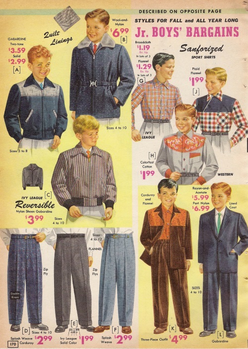 Bellas Hess Catalog 1957 Boys 500 Color Pants Shirts Suits 
