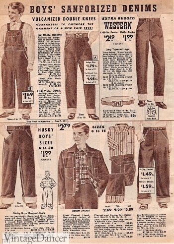 1957 boys jeans, teen clothing