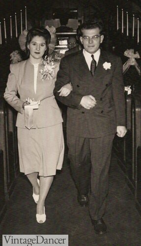 Betty and Ray's wedding day wearing their best suits- May 22, 1946