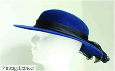 1940s felt hat with chiffon band and bow at VintageDancer.com