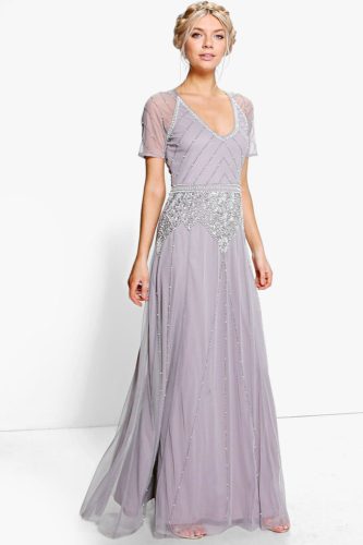 20s long dress beaded with short sleeves