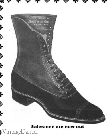 Edwardian boots for women, old ladies, working class 1900s women footwear