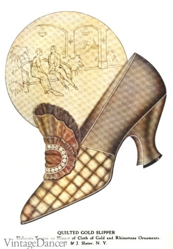 1913 quilted gold fan tongue shoes