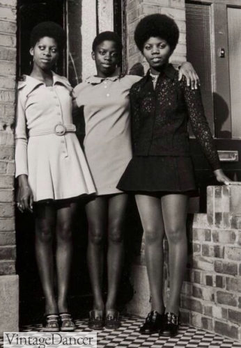 1969 London, girls in short drop waist dresses