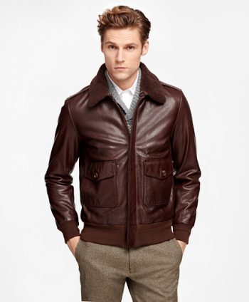 men's vintage style leather bomber jacket