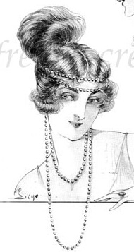 1921 hair accessories - pearls wrapped around the hair