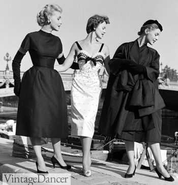 1953, Dior's New Look silhouettes part of the VintageDancer series on 1950s fashion history or women
