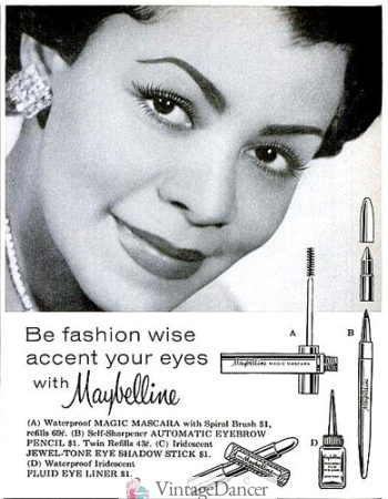 1950s black makeup - Dorothea Towles Church was the first Black Maybelline model to appear in Ebony Magazine in 1959 