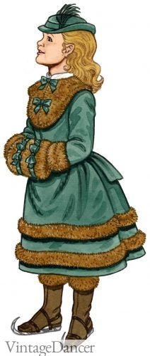 1873 Victorian girls coat and muff