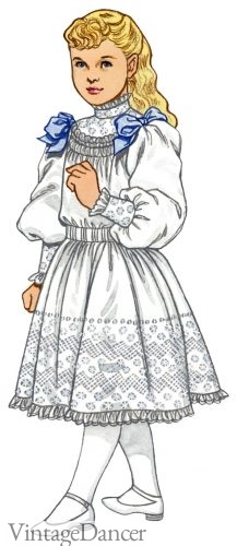1893 girls white dress Victorian era children's clothing