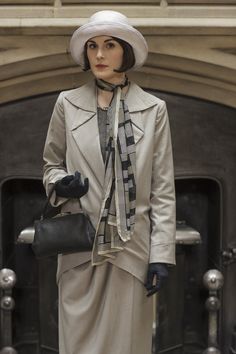 Downton Abbey's Mary Crawley wearing a late 20s suit