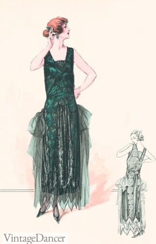 1920 evening dress with side drapes