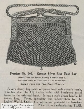 Edwardian era silver mesh chain purse bag