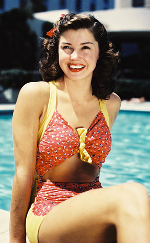 Esther Williams wearing a two-piece which fastens at the waist