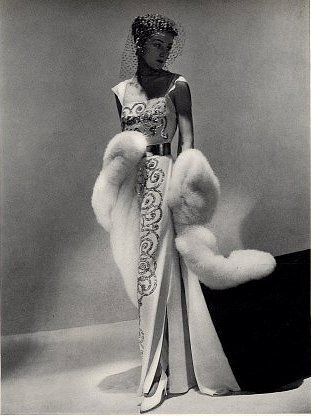 Lanvin 1937 gown and long fur wrap