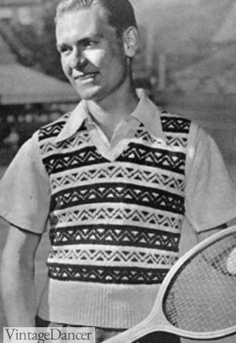 1940s men knit vest pullover fairisle tennis outfit