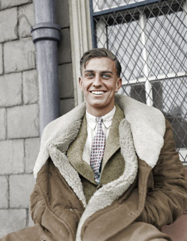 Franklin D. Roosevelt Jr wearing a shearling coat 1930s