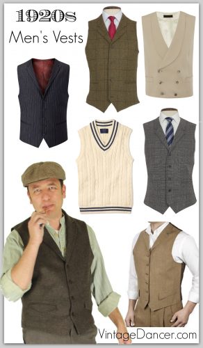 Roaring 20s, Great Gatsby, 1920s style men's vests and waistcoats at Vintagedancer.com