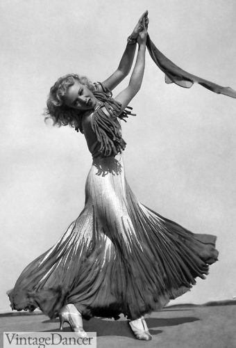 1930s Ginger Rogers dancing in T Strap Silver Shoes