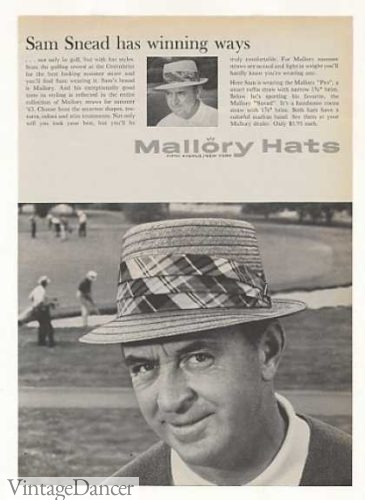 Golfer Sam Snead 1963 straw hat 1960s hats summer