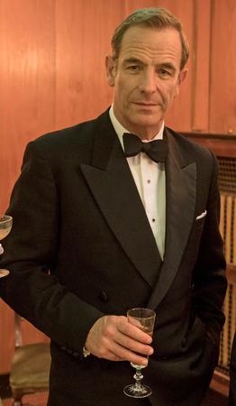 1950s mens tuxedo with traditional butterfly bow tie (Grantchester mini series)